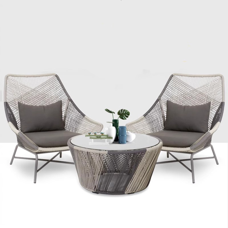 Outdoor Furniture One Piece - Nordic modern outdoor three-piece rattan table