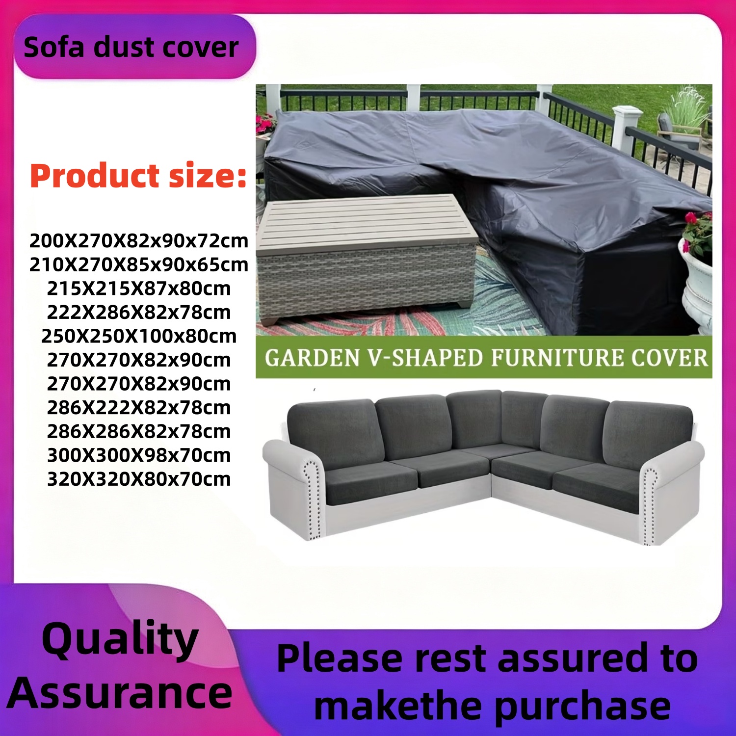 Outdoor Furniture Table - eavy-Duty Outdoor V-Shaped Furniture Cover -