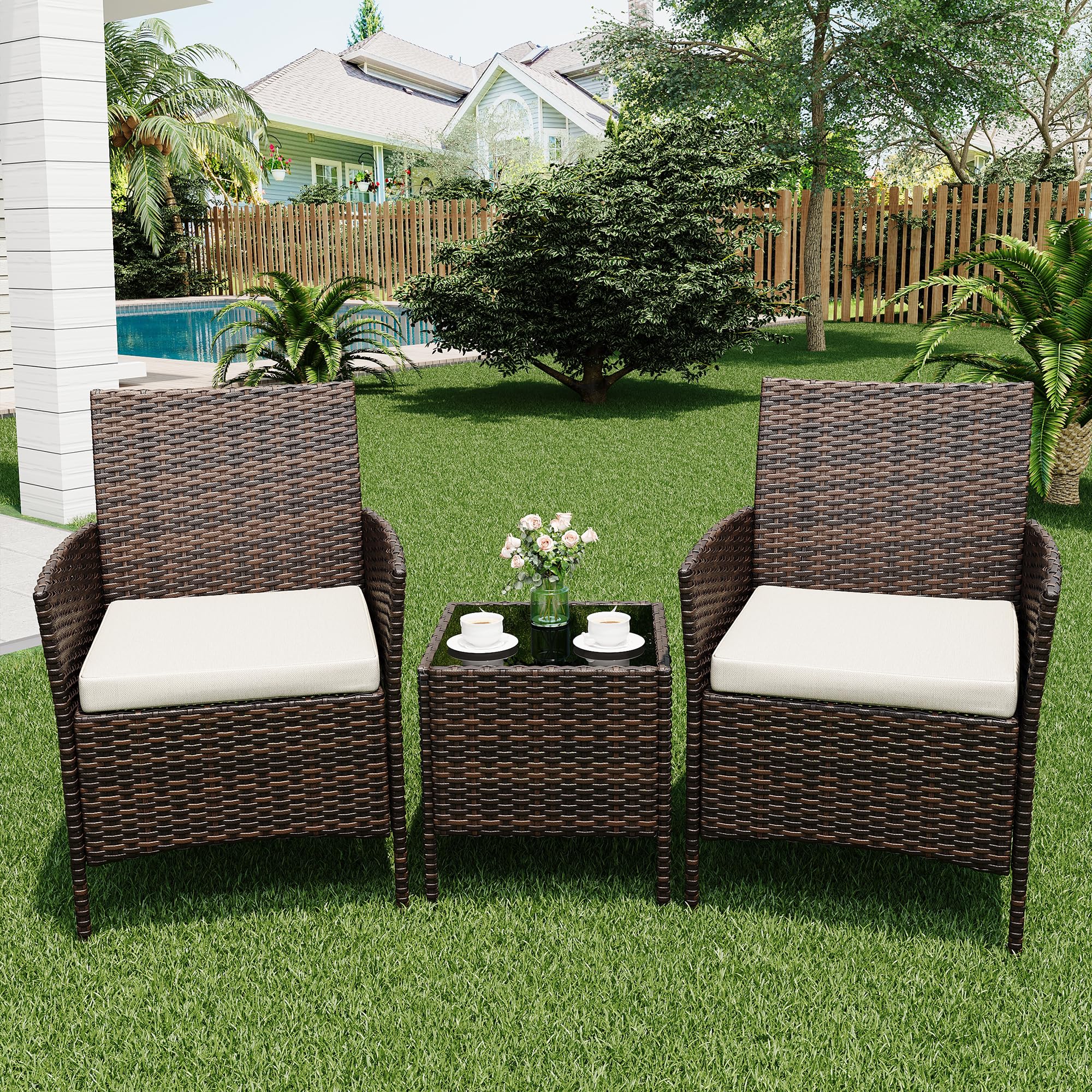 Outdoor Furniture Upholstery - 3 Piece Patio Furniture Set, Outdoor