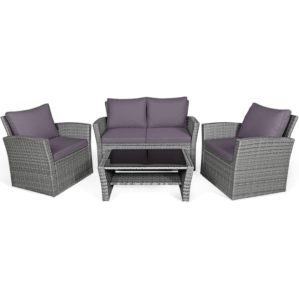 Outdoor Furniture For Pool - All-Weather Grey Rattan Patio Furniture Set