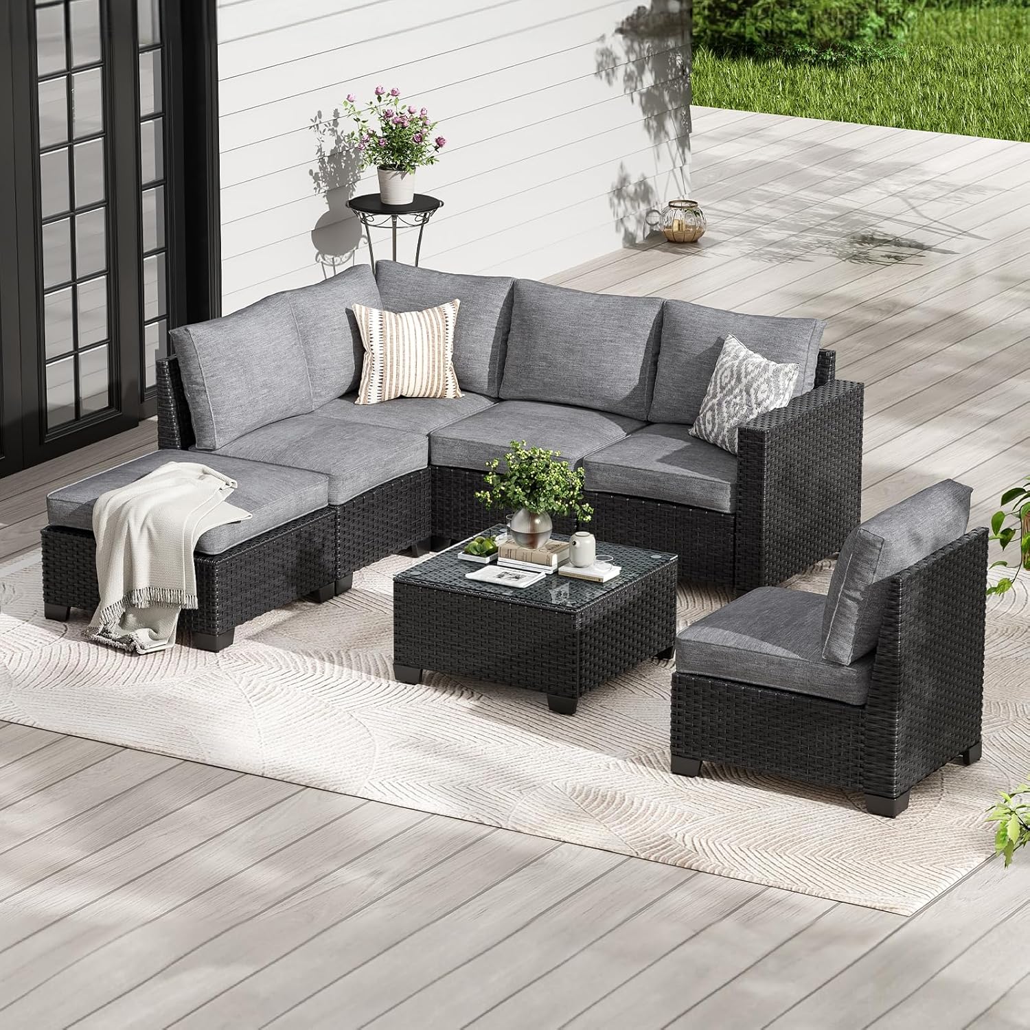 Outdoor Furniture One Piece - 7-Piece Patio Furiture Sofa Set, Outdoor