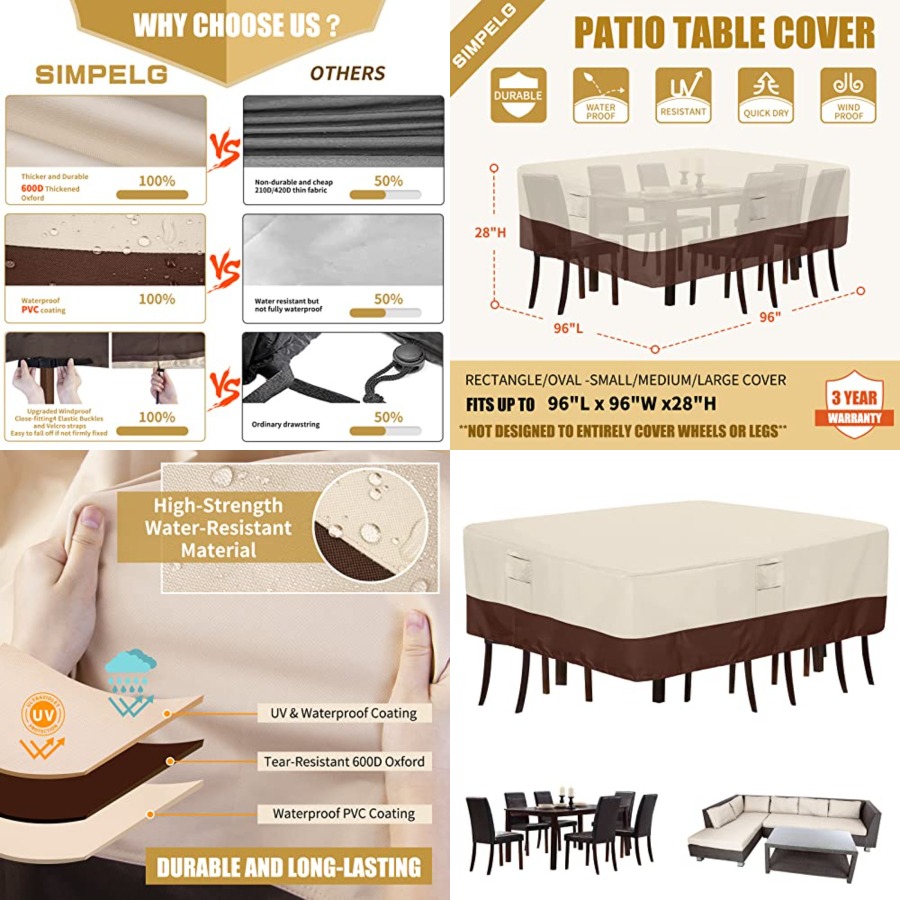 Outdoor Furniture Table - Patio Furniture Covers, Outdoor Protect Waterproof
