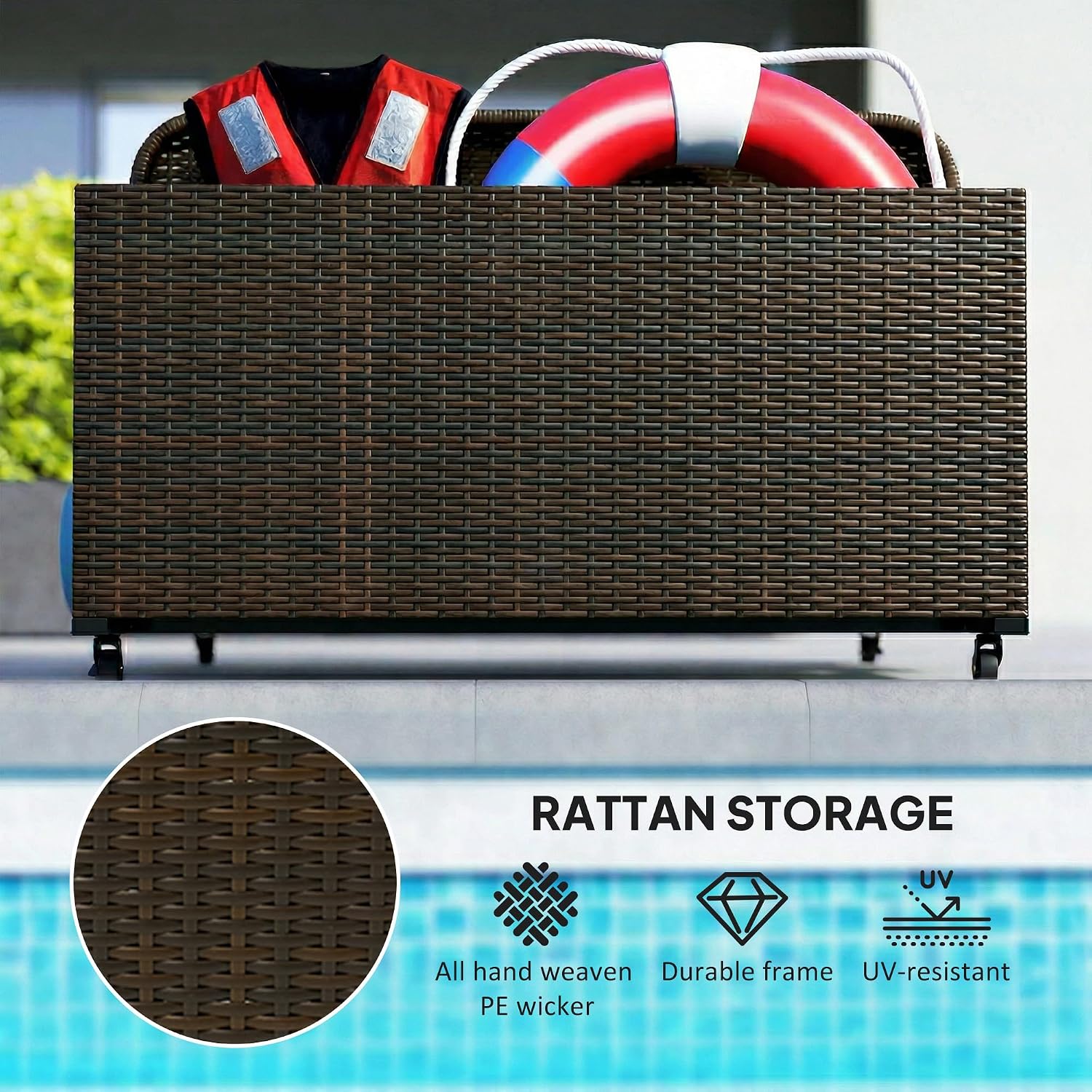 Wicker Pool Float Storage Orga - Outdoor Furniture For Pool 评论和价格