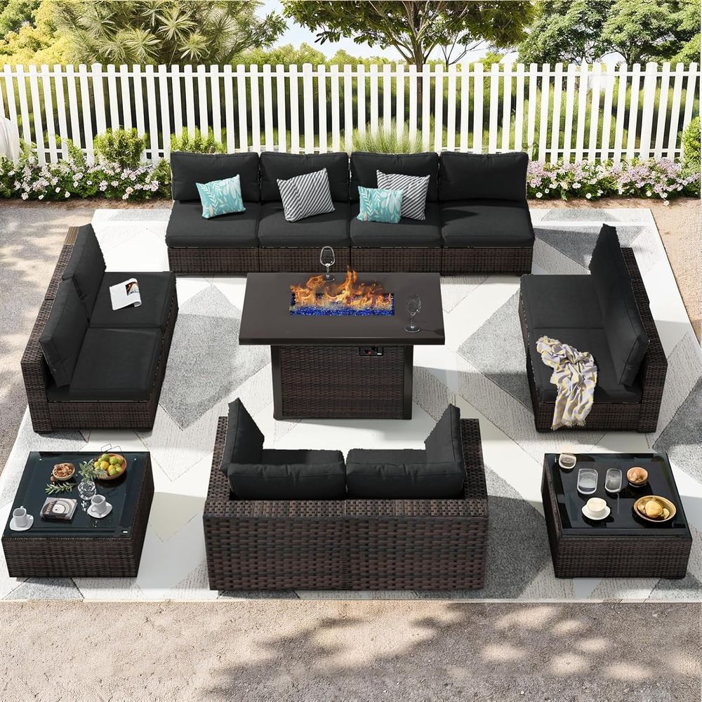 13-Piece Outdoor Sectional Pat - Outdoor Furniture And Fire Pit 评论和价格