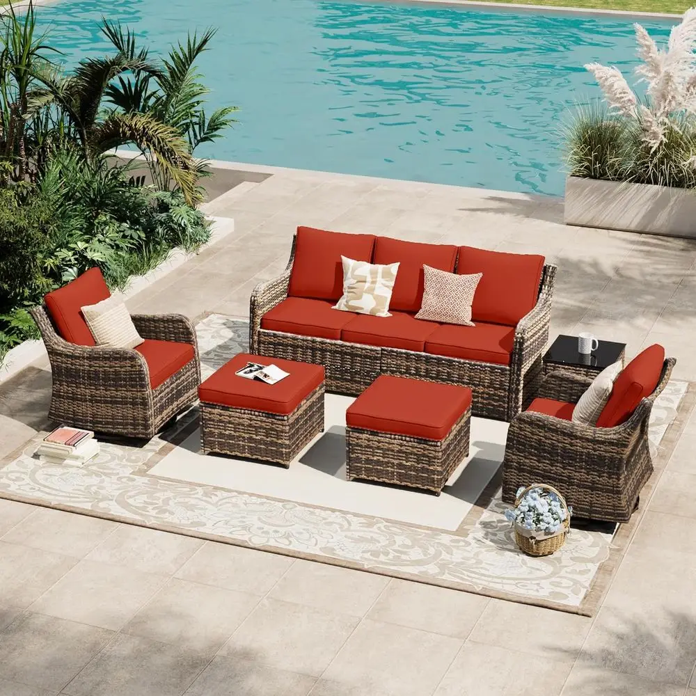 6-Piece Outdoor Patio Furnitur - Outdoor Furniture Rocking Chair 评论和价格