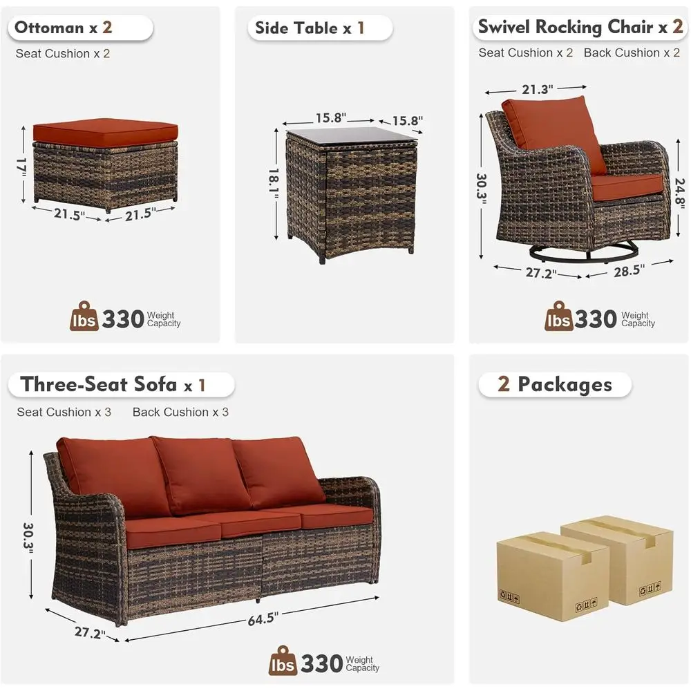 6-Piece Outdoor Patio Furnitur - Outdoor Furniture Rocking Chair 评论和价格