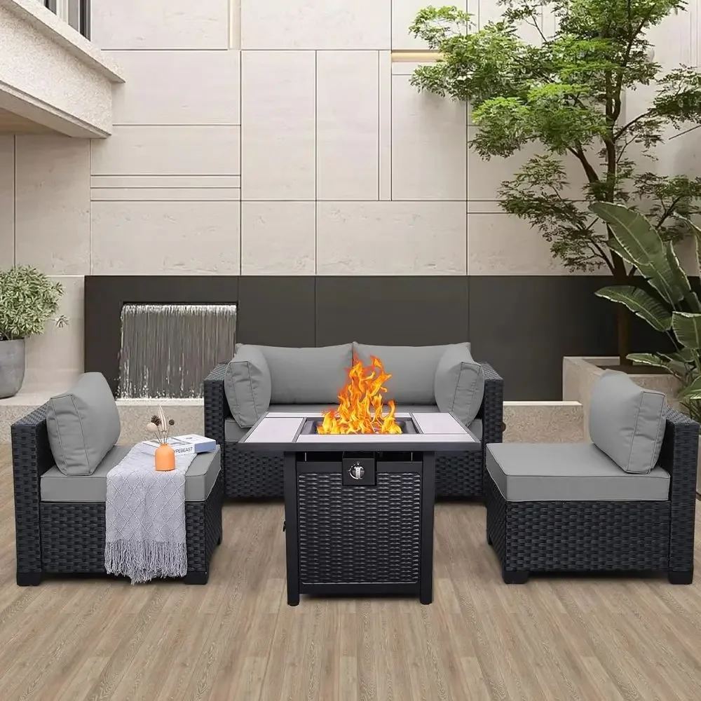 5-Piece Outdoor Patio Furnitur - Outdoor Furniture And Fire Pit 评论和价格