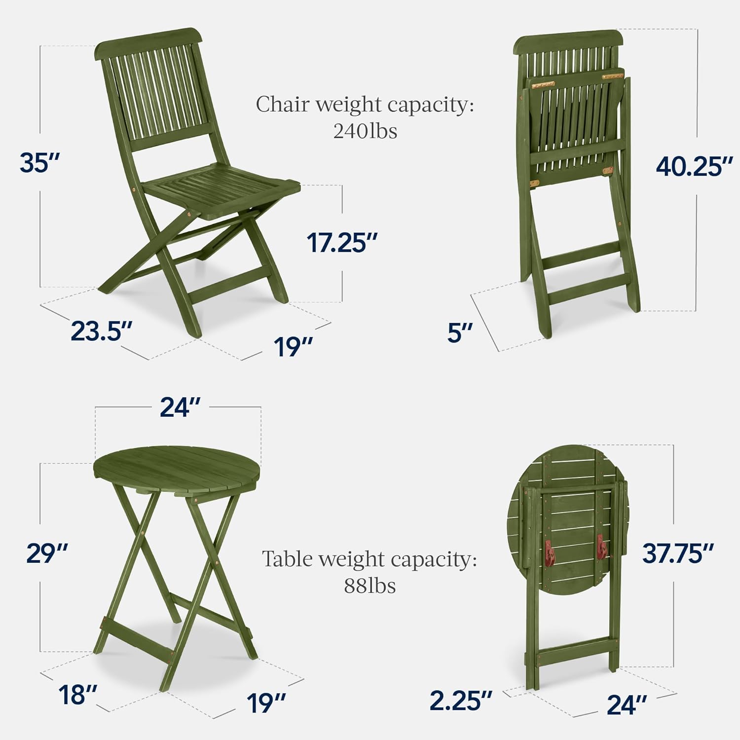 Acacia Wood Folding Bistro Set - Bistro Table Set 评论和价格