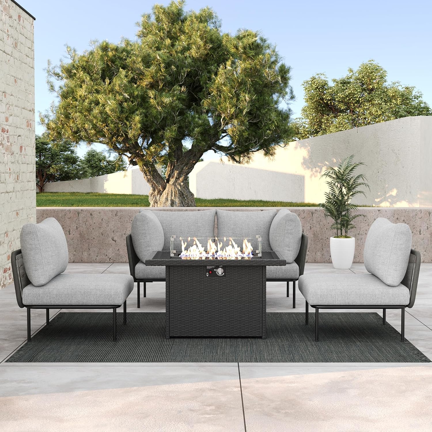 5 Pieces Aluminum Patio Furnit - Outdoor Furniture And Fire Pit 评论和价格