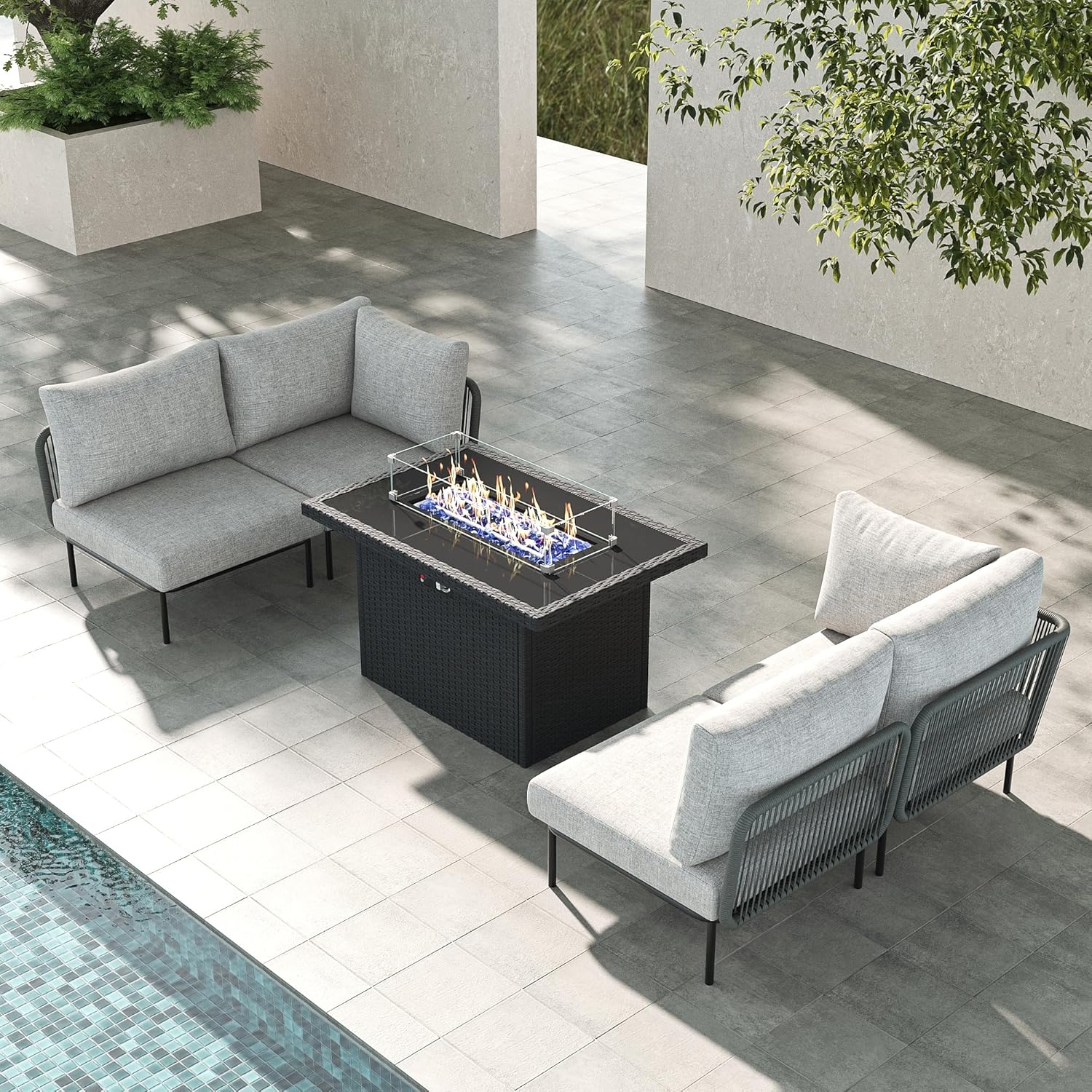 5 Pieces Aluminum Patio Furnit - Outdoor Furniture And Fire Pit 评论和价格