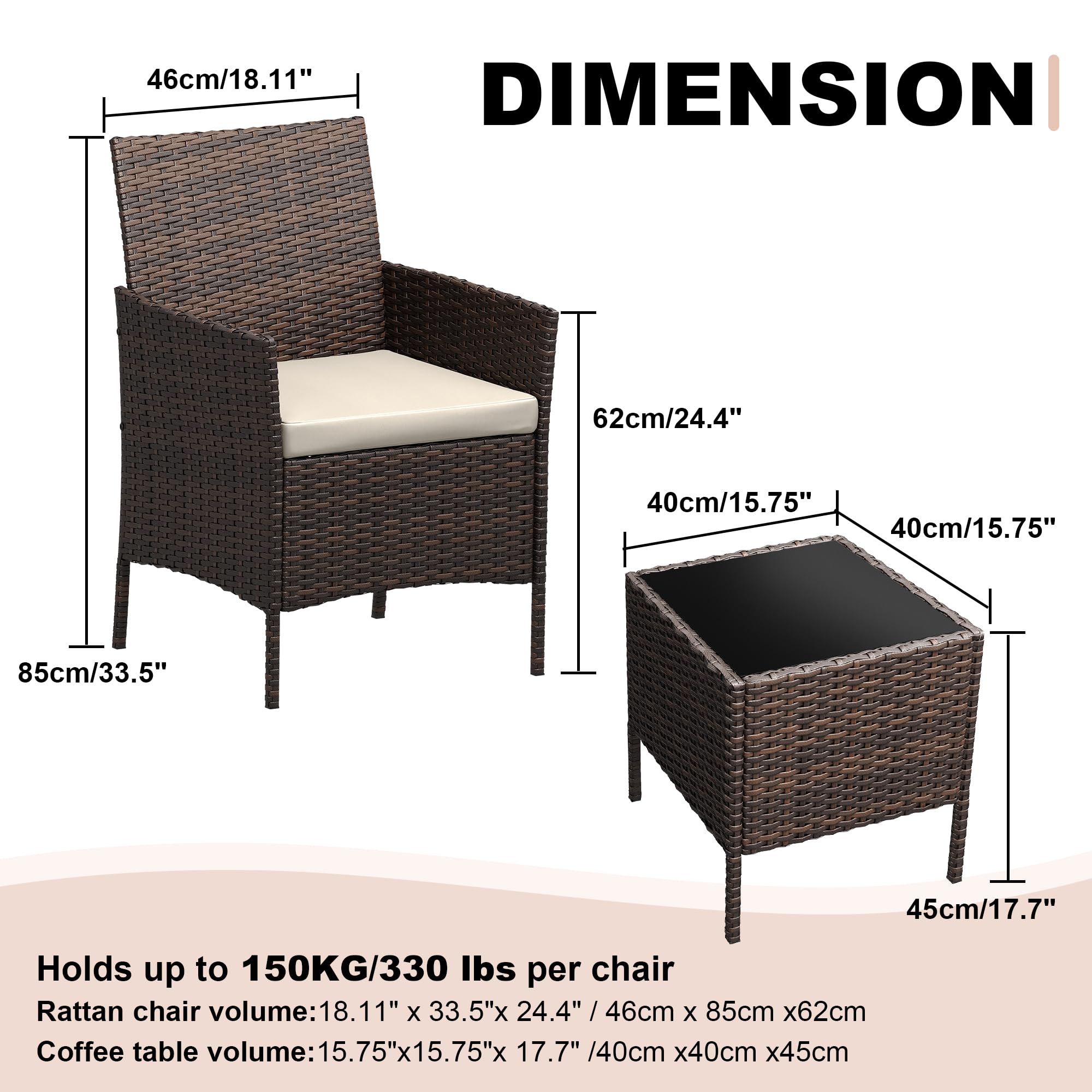 3 Piece Patio Furniture Set, O - Outdoor Furniture Upholstery 评论和价格