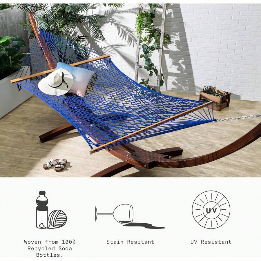 Polyester Rope Hammock Blue Qu - Outdoor Furniture Quick Dry 评论和价格