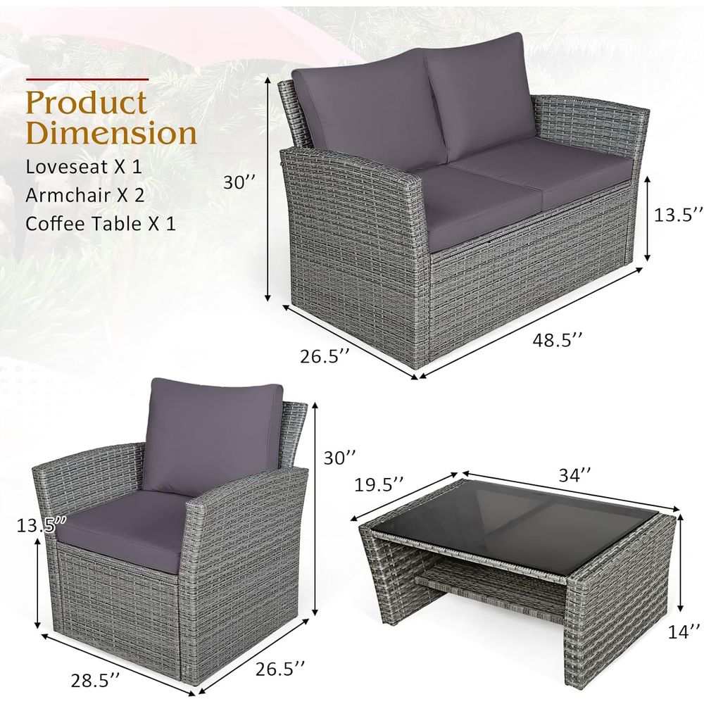All-Weather Grey Rattan Patio  - Outdoor Furniture For Pool 评论和价格