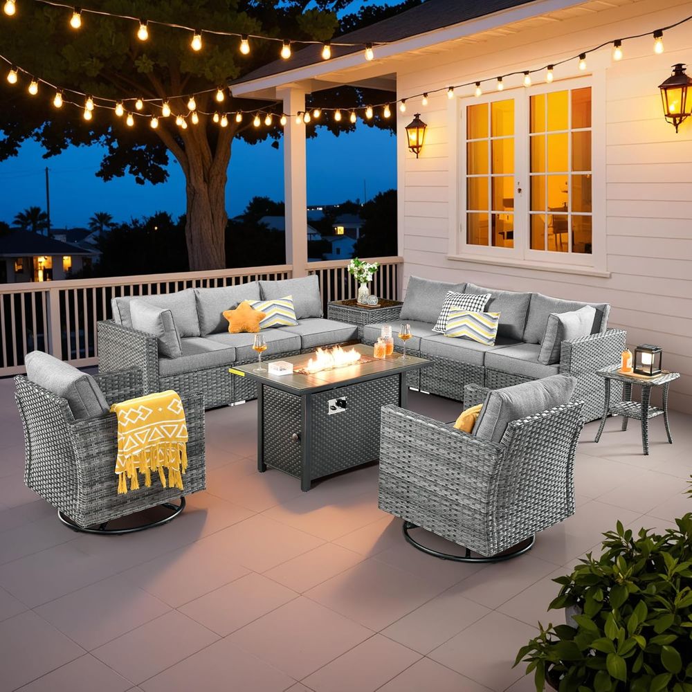 11-Piece Outdoor Patio Furnitu - Outdoor Furniture And Fire Pit 评论和价格