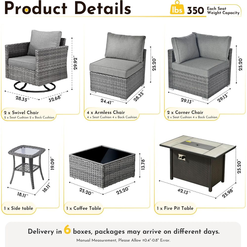 11-Piece Outdoor Patio Furnitu - Outdoor Furniture And Fire Pit 评论和价格