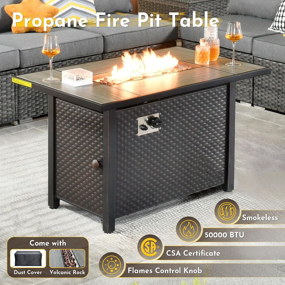 11-Piece Outdoor Patio Furnitu - Outdoor Furniture And Fire Pit 评论和价格