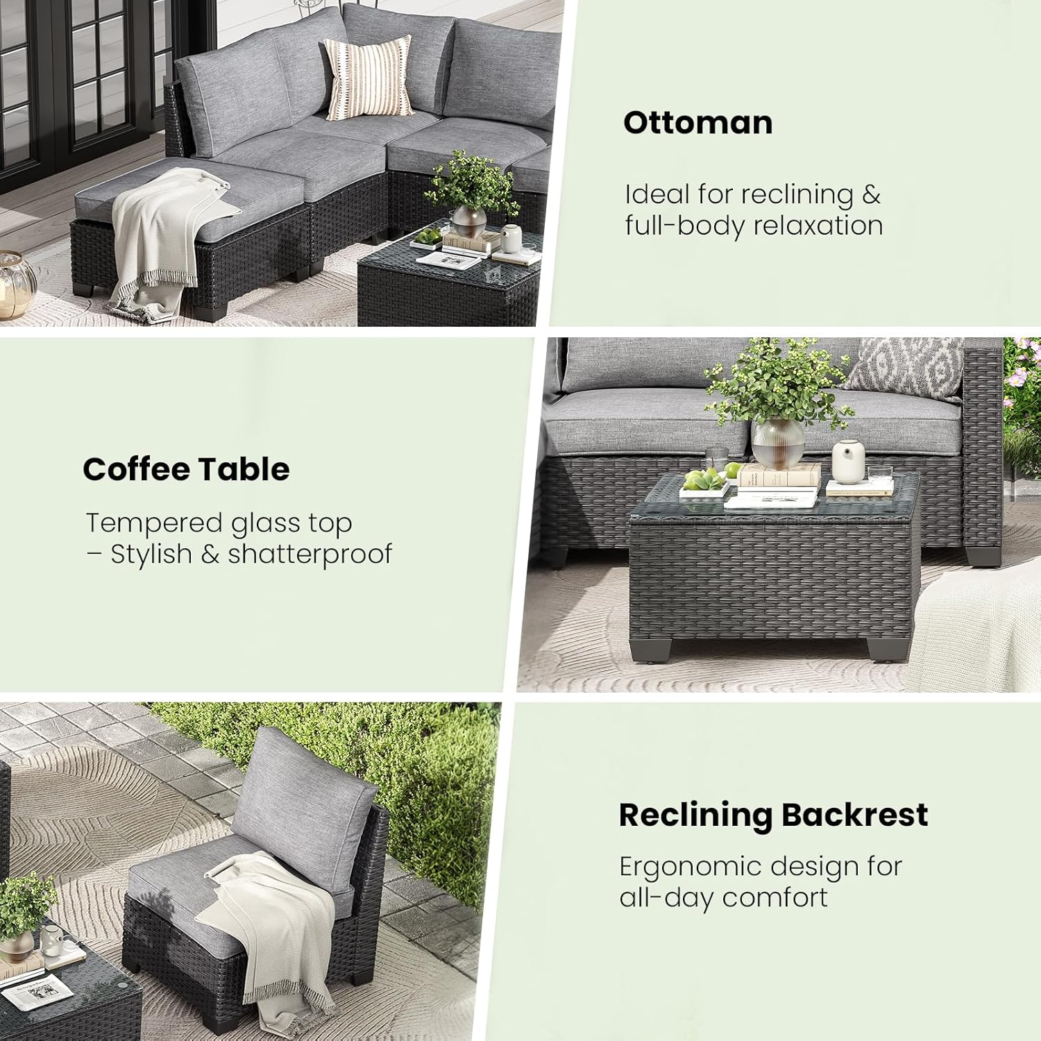 7-Piece Patio Furiture Sofa Se - Outdoor Furniture One Piece 评论和价格