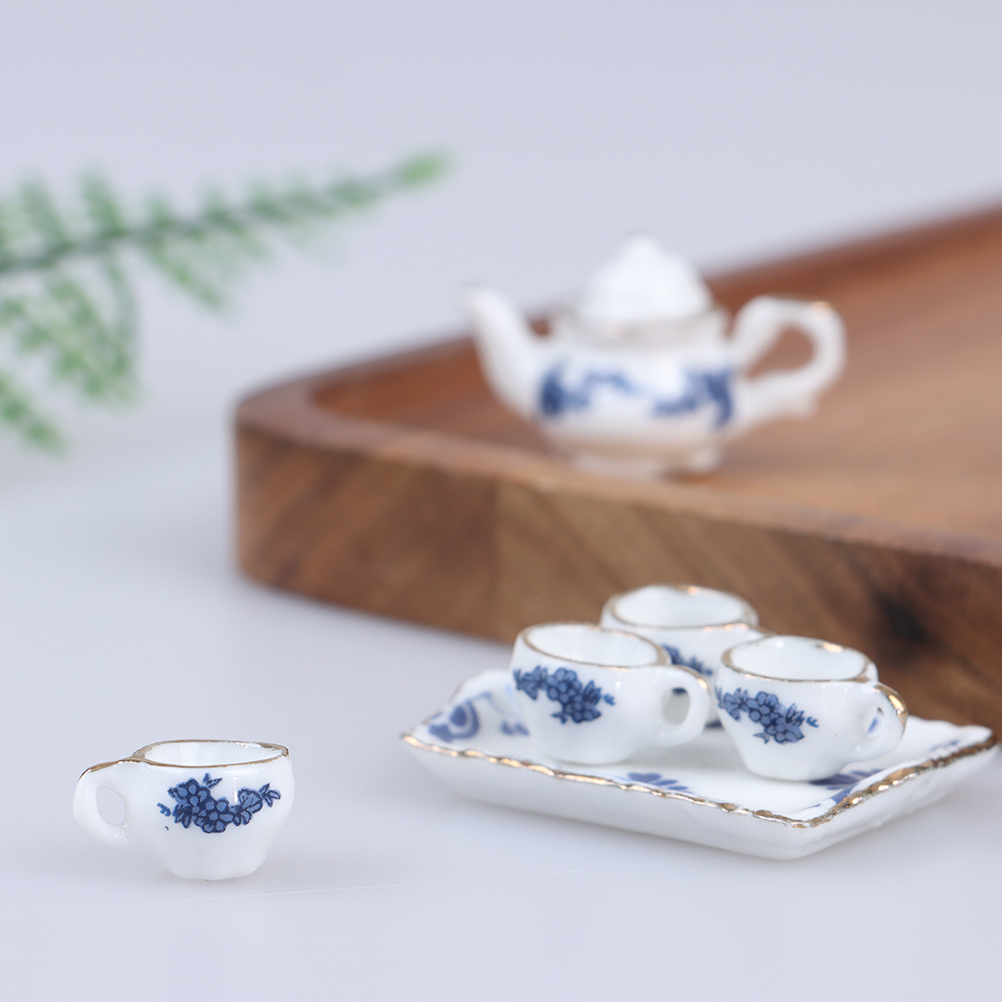 6Pcs Dollhouse Miniature Dinin - Bistro Table Set 评论和价格