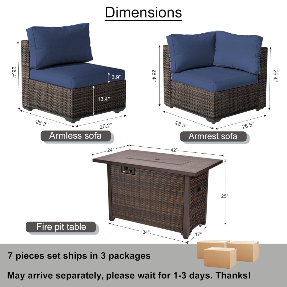 7 Piece Outdoor Patio Furnitur - Outdoor Furniture And Fire Pit 评论和价格