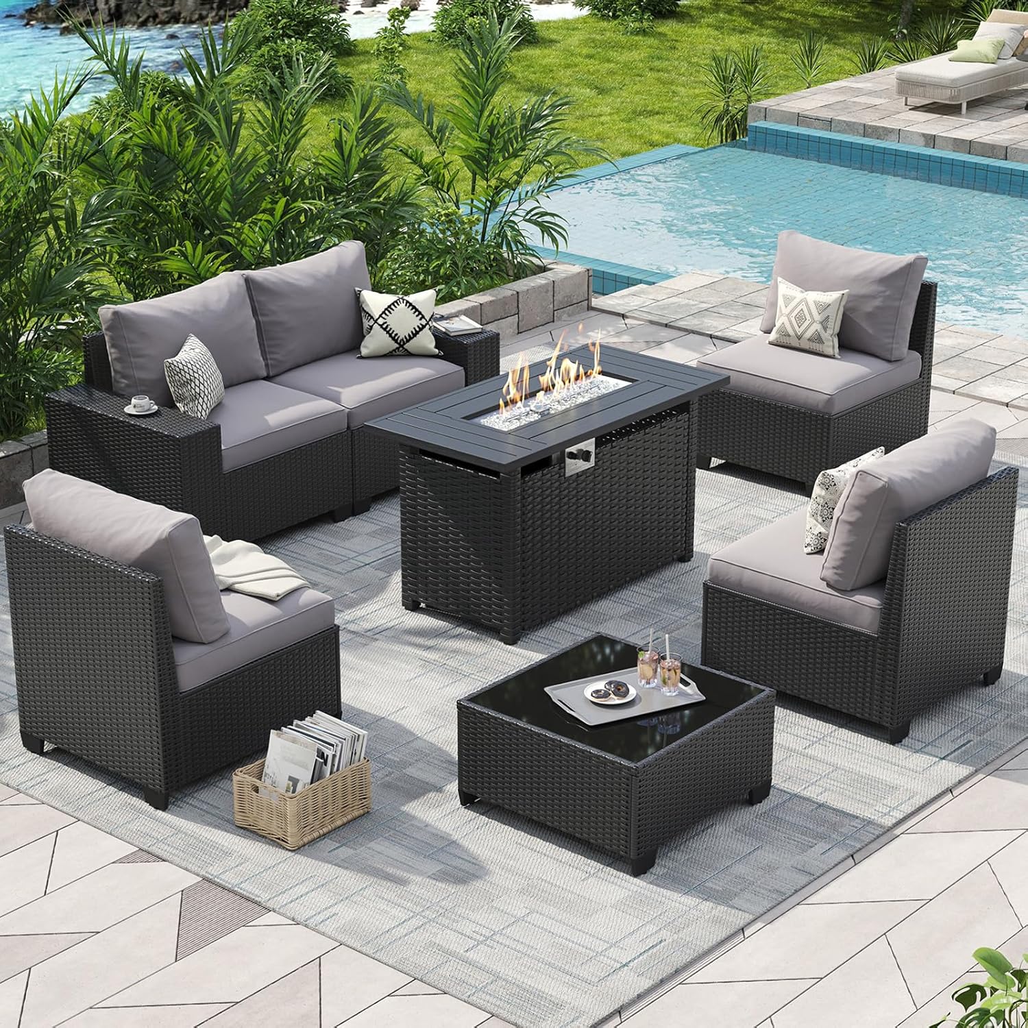 Outdoor Patio Furniture Set wi - Outdoor Furniture And Fire Pit 评论和价格