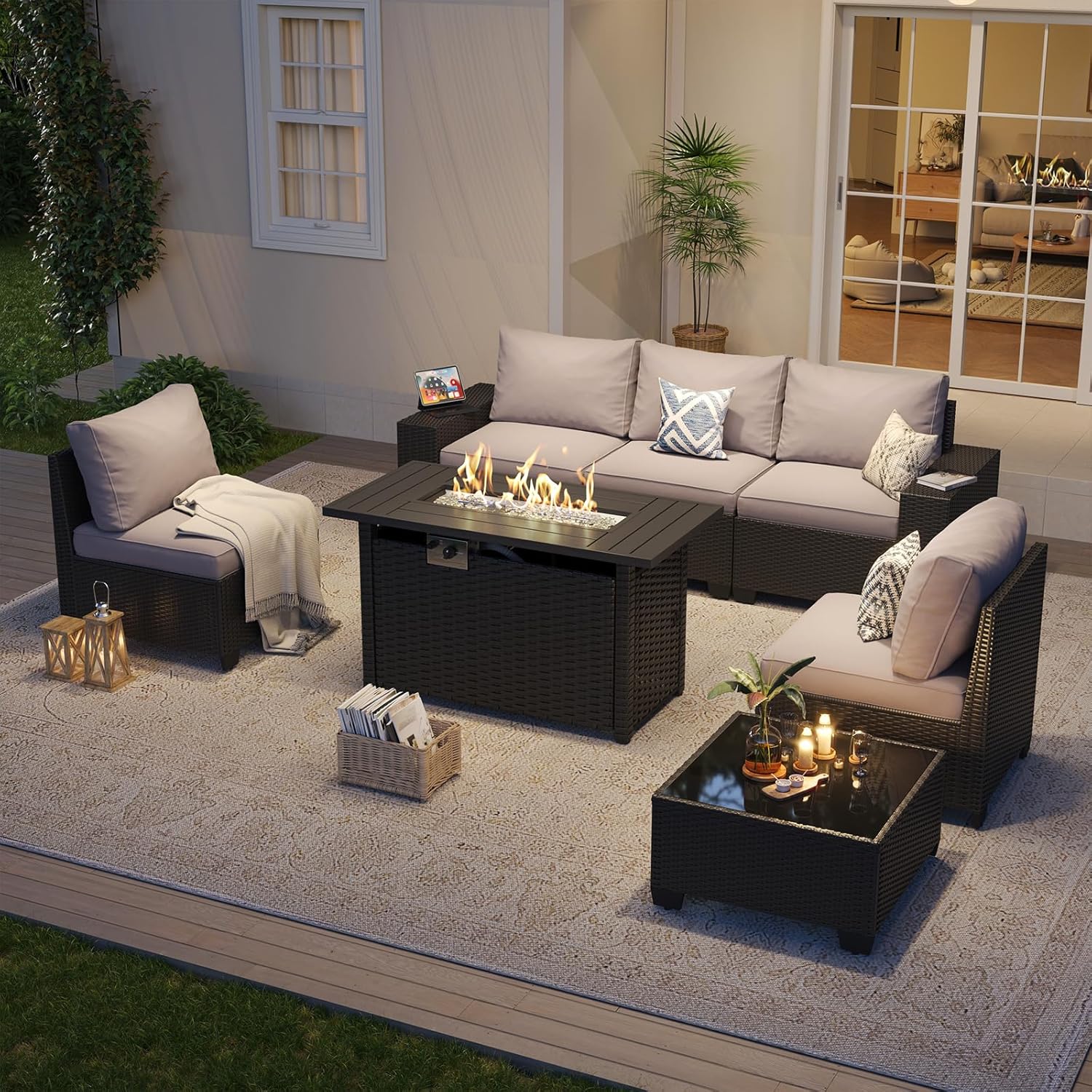 Outdoor Patio Furniture Set wi - Outdoor Furniture And Fire Pit 评论和价格