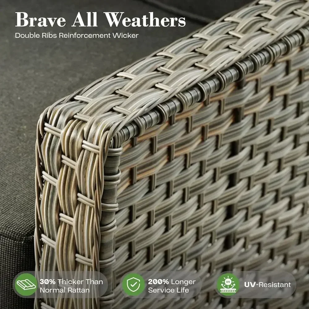 6-Piece Outdoor Wicker Patio F - Outdoor Furniture And Fire Pit 评论和价格