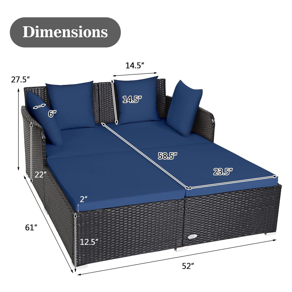 Outdoor Patio Rattan Daybed, S - Outdoor Furniture Patio 评论和价格