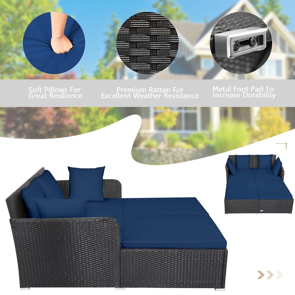Outdoor Patio Rattan Daybed, S - Outdoor Furniture Patio 评论和价格