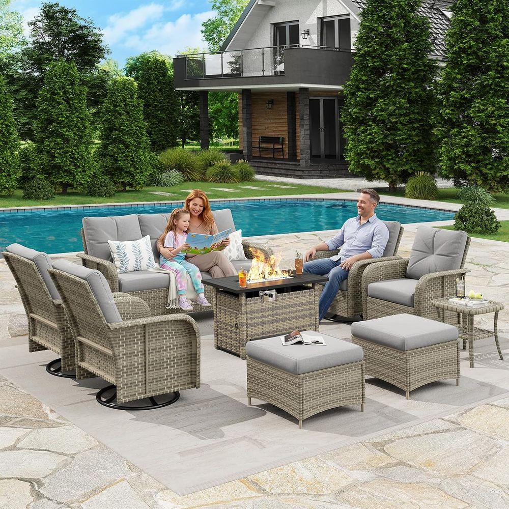 12-Piece Outdoor Patio Furnitu - Outdoor Furniture And Fire Pit 评论和价格