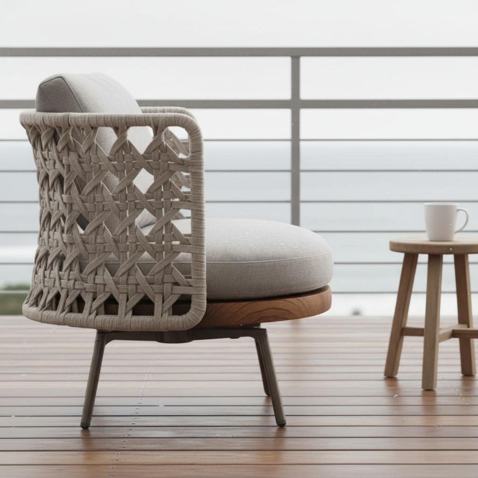 3 Pieces Teak Armchair Nordic  - Outdoor Furniture One Piece 评论和价格