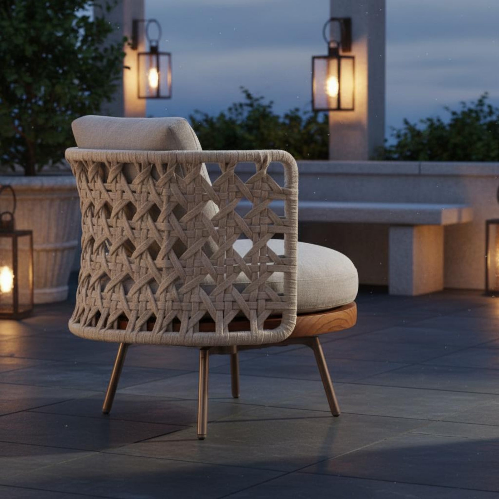 3 Pieces Teak Armchair Nordic  - Outdoor Furniture One Piece 评论和价格