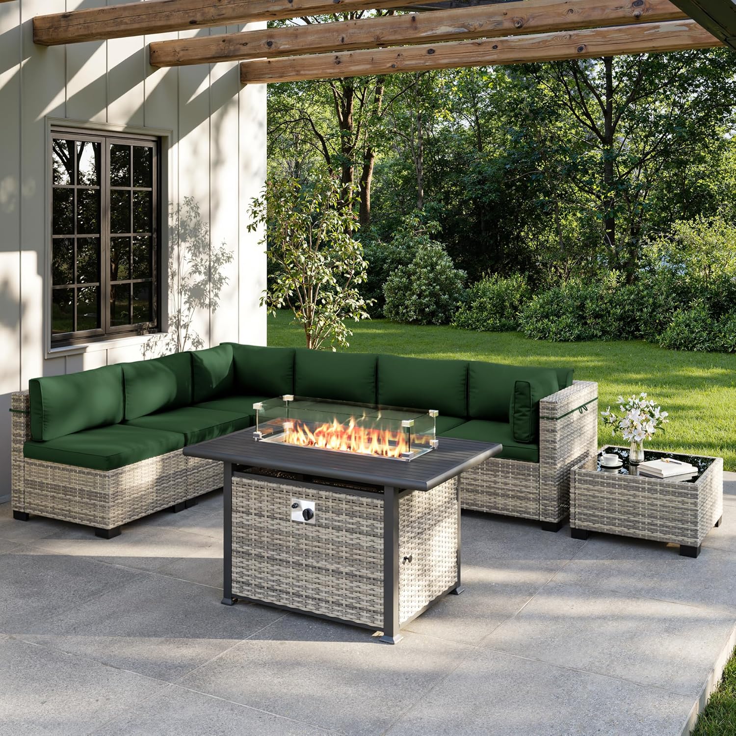 8-Piece Outdoor Patio Furnitur - Outdoor Furniture And Fire Pit 评论和价格