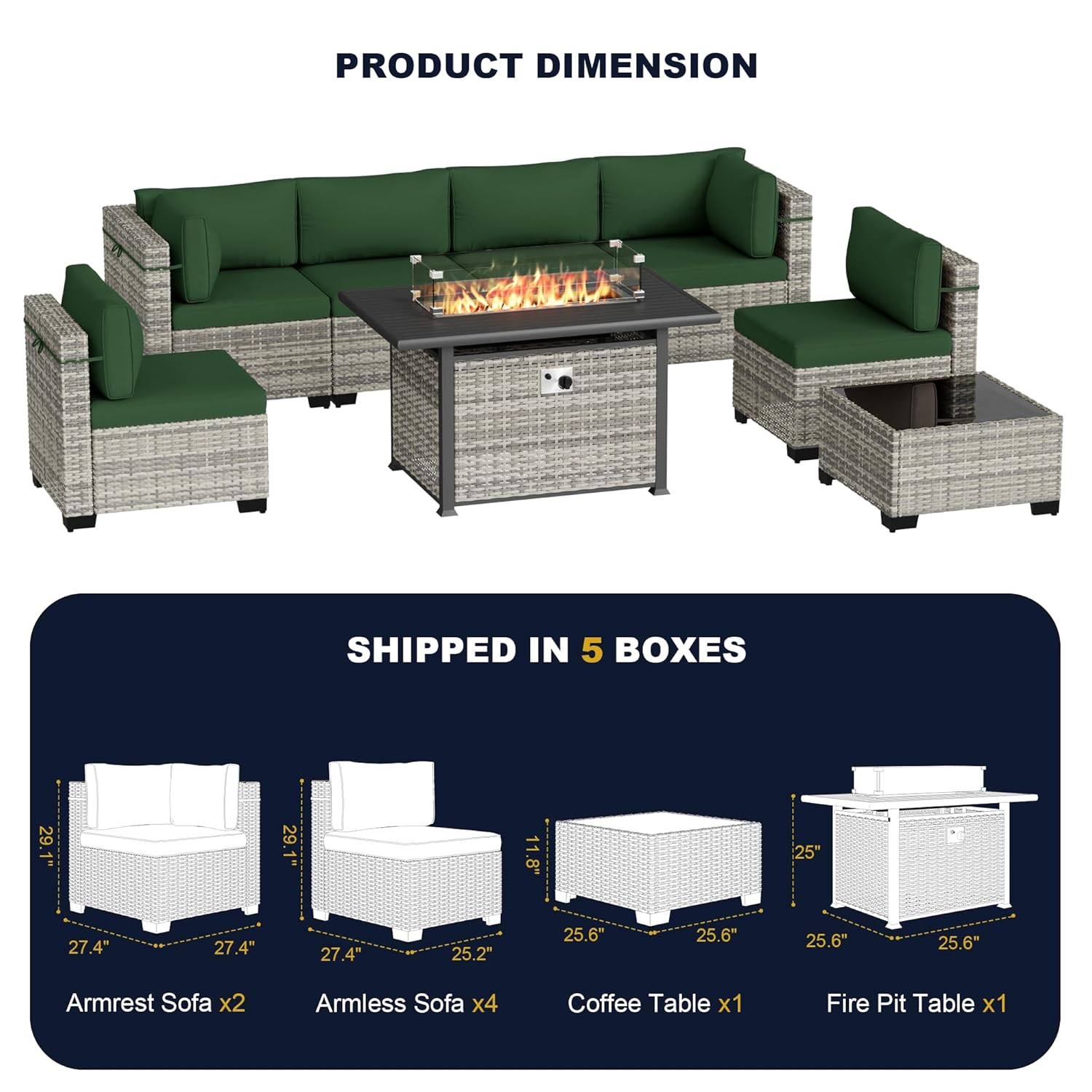 8-Piece Outdoor Patio Furnitur - Outdoor Furniture And Fire Pit 评论和价格