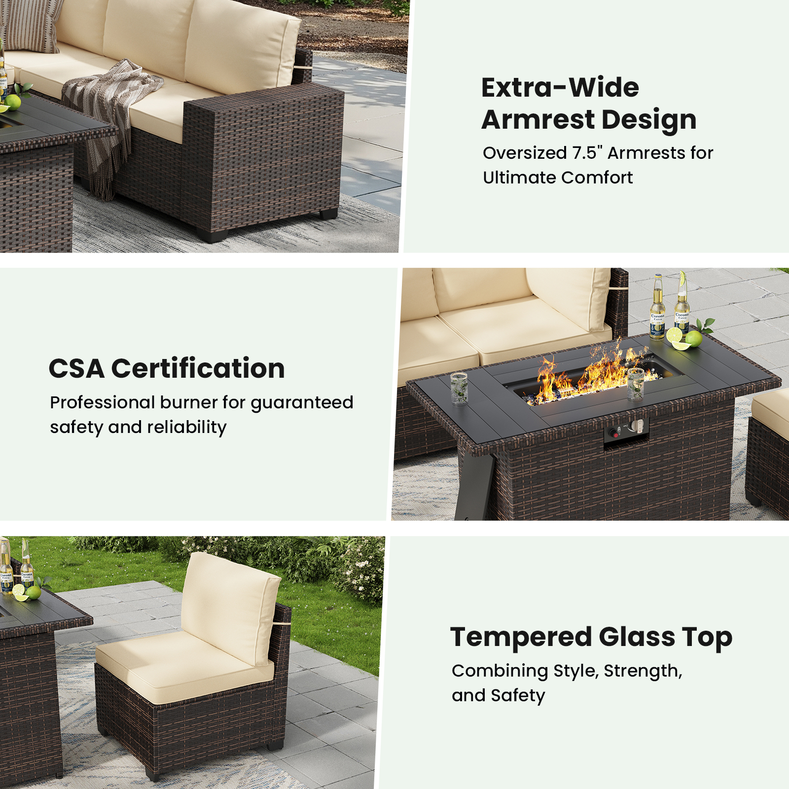 7 Piece Patio Furniture Set wi - Outdoor Furniture And Fire Pit 评论和价格