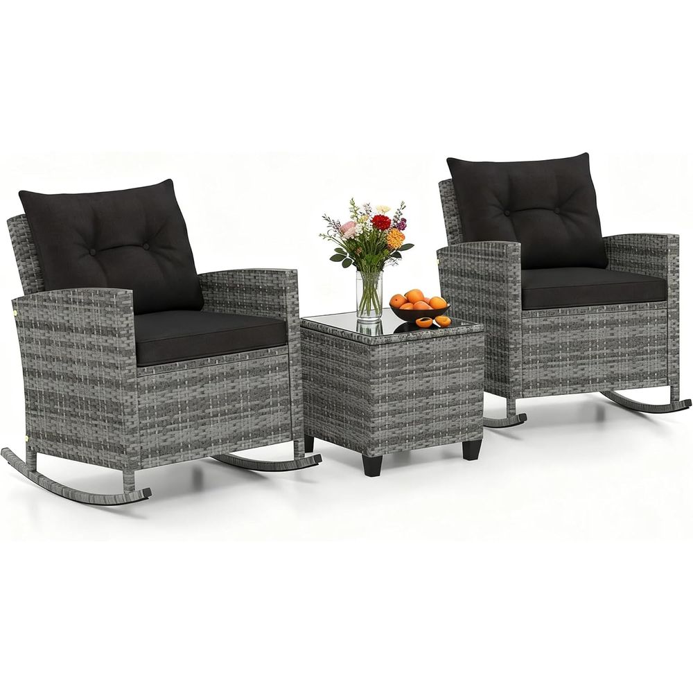 Rattan Wicker Rocking Chair Se - Outdoor Furniture Rocking Chair 评论和价格