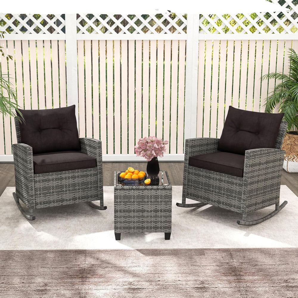 Rattan Wicker Rocking Chair Se - Outdoor Furniture Rocking Chair 评论和价格