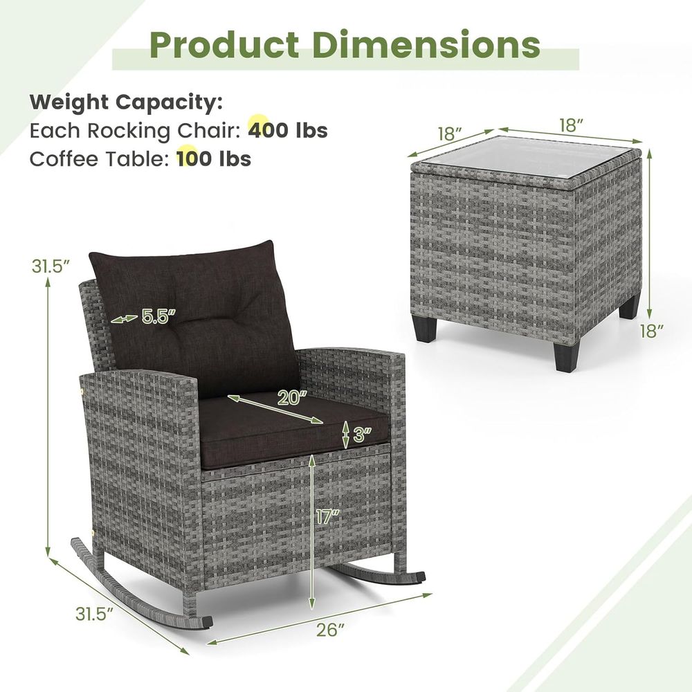 Rattan Wicker Rocking Chair Se - Outdoor Furniture Rocking Chair 评论和价格