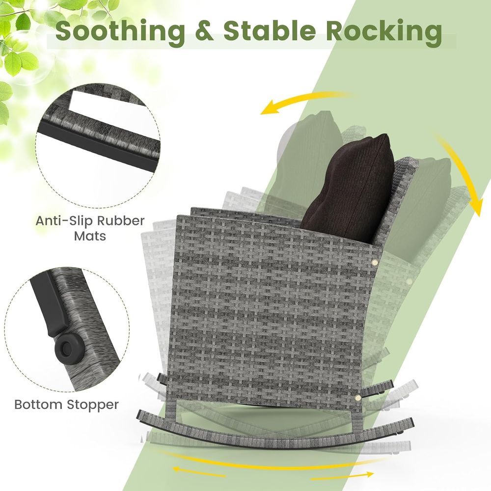 Rattan Wicker Rocking Chair Se - Outdoor Furniture Rocking Chair 评论和价格