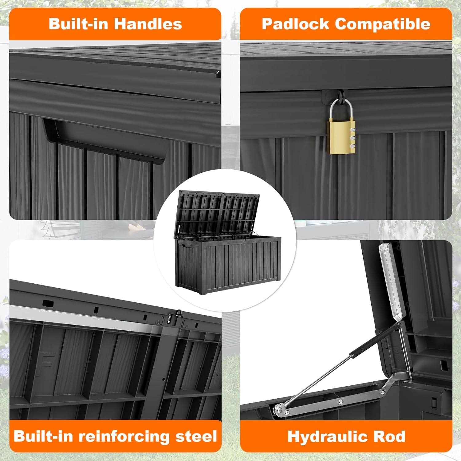 180Gal Lockable Resin Deck Box - Outdoor Furniture Patio 评论和价格