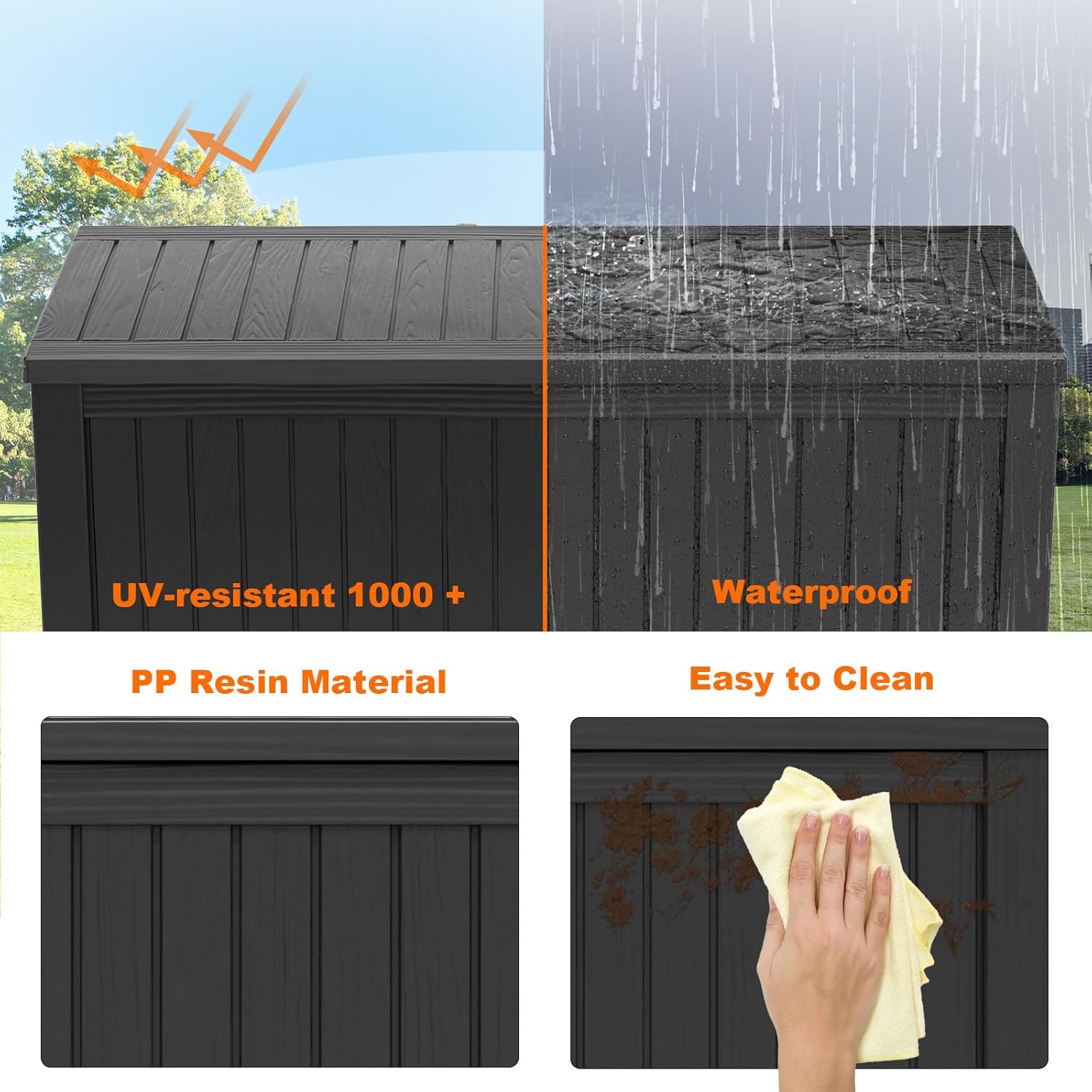 180Gal Lockable Resin Deck Box - Outdoor Furniture Patio 评论和价格
