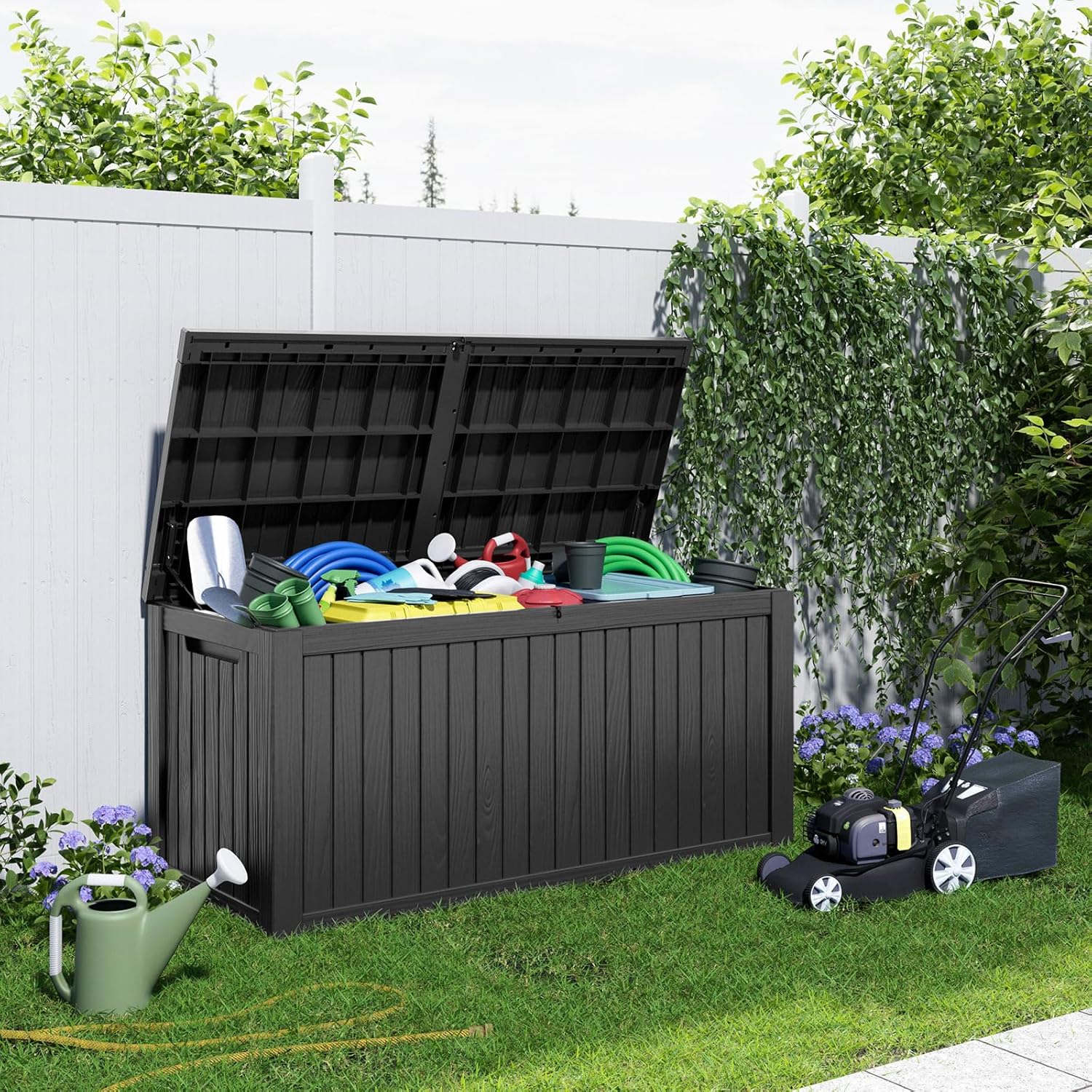 180Gal Lockable Resin Deck Box - Outdoor Furniture Patio 评论和价格